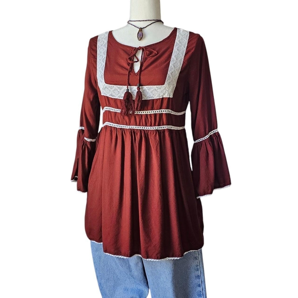 Ariat - Rustic Boho Peasant Style Tunic Top with Bell Sleeves | Size Small